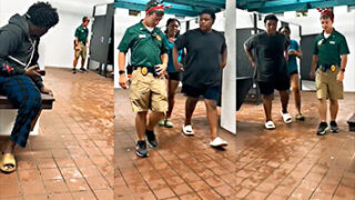 hombre atrapados en el baño de un centro comercial en usa😱