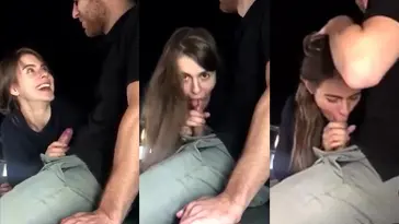 Linda chica Sucks Cock en público Swallows Cum video