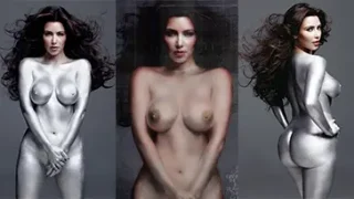 Fotos de — pintura corporal plateada desnuda de Kim Kardashian