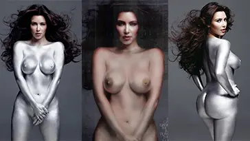 Fotos de — pintura corporal plateada desnuda de Kim Kardashian